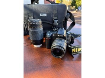 A Nikon D80 Digital Camera With Lenses And Case - Good Working Condition