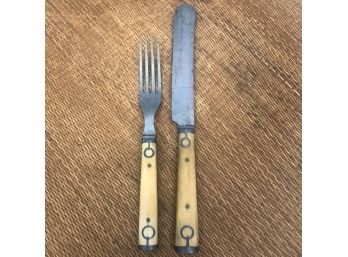 Bone Handled Cutlery - Civil War Era - Fork And Knife