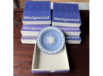 A Group Of 7 Wedgwood Blue Jasper Sweet Dishes - Star Of David - New In Boxes