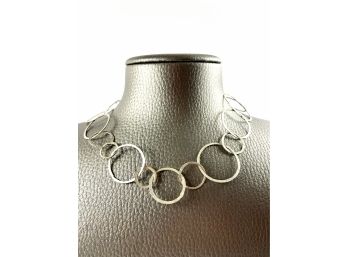 A Fun 16' Bubble Silver Tone Necklace - A Great Piece For Layering
