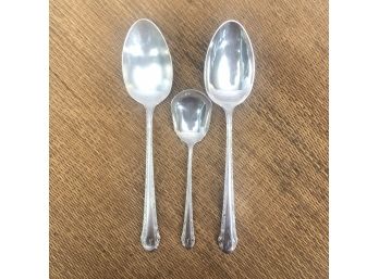 A Set Of Sterling Silver Serving Spoons And A Sugar Spoon - Monogrammed N - Alvin - 5.4oz