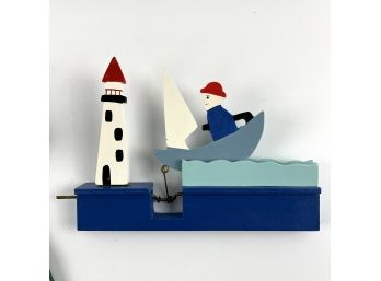 A New In Box  - Garden Whirligig - Sailboat And Lighthouse - Great Gift