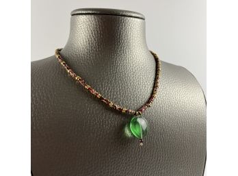 An 18' Choker Pendant With Enameled Beads