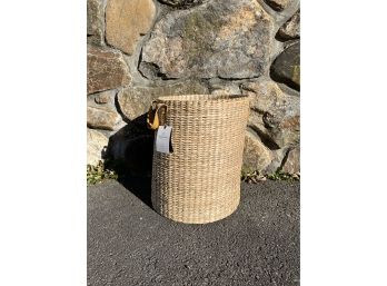 A Seagrass Basket By  Hearth And Hand With Leather Handles - Approx 36' H