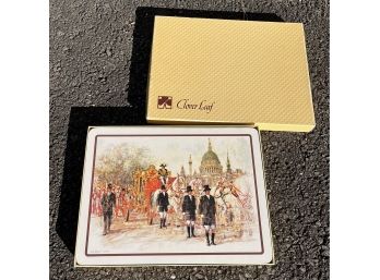 Clover Leaf Cork Back Table Mats - London Pageantry - 12 X 9 - 6 Total