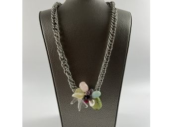 A Stunning Cluster Of Crystals And Various Gemstones On A Solid Chain - 28'