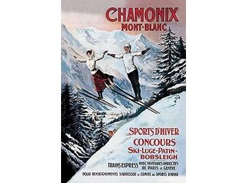Chamonix Mont-Blanc, France  - PLM Railroad Travel Poster - 1910 - Framed - 21 X 29