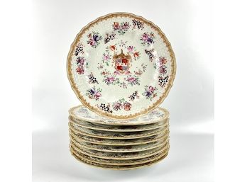 A Set Of 9 French Porcelain 'armorial' Plates By Edge Samson Et Cie, Paris - Late 19C