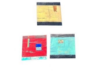 A Mixed Media Sculptural Triptych - On Wood Board - Original Art By Jessica Falstein - 1998