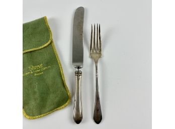 Art Deco Shreve Crump & Low Sterling Silver Childrens Fork And Knife Set
