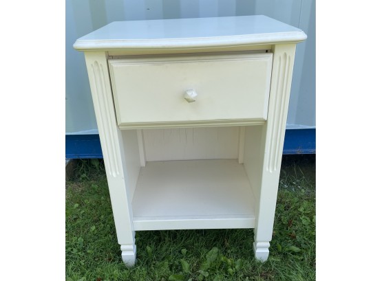 One Drawer White End Table