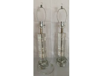 Pair Of Heavy Glass Lamp Bases