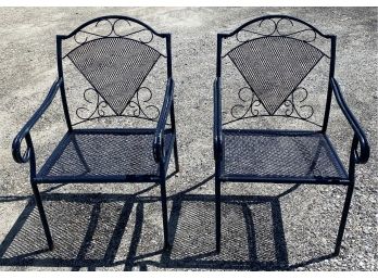 Two Navy Blue Outdoor Chairs