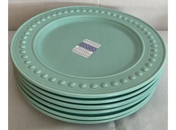 Six Teal Plates Made In Portugal