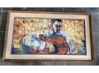 Original Abstract Painting Guitar Player By Radulovic