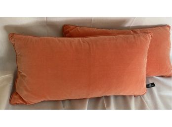Two Coral Colored Newport Down Throw Pillows