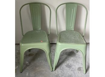 Pair Of Green Metal Chairs