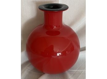 Red And Black Blown Glass Vase