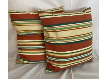 Two Striped Down Throw Pillows