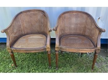 Pair Of Caned Seat Chairs Made In Spain