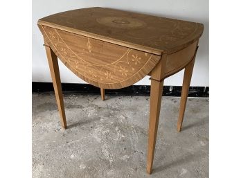 Two Drawer Drop Leaf Inlay Table