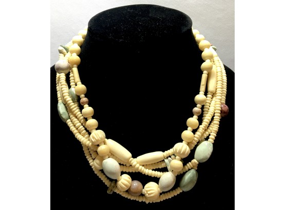 Unique Multi-strand Collar Style Necklace (bone?)