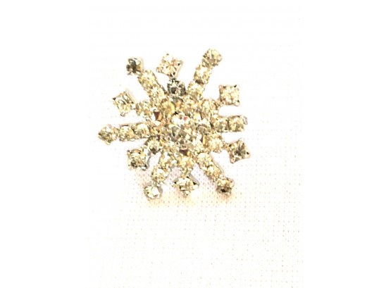 Fabulous Vintage Rhinestone Snowflake Lapel Pin