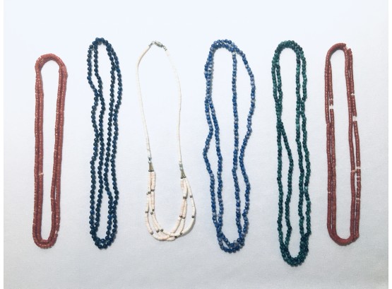 Six Natural Stone/metal Bead Necklaces