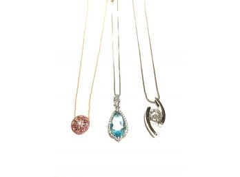 Trio Of Fantastic Pendant Necklaces Including Sterling Silver