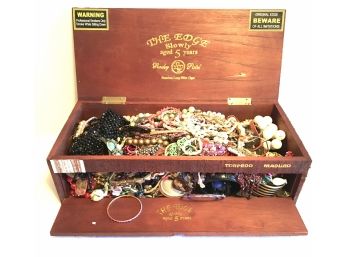 Large Unique Cigar Display Box Filled With Estate Jewellery