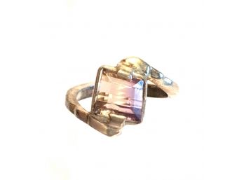Sterling Silver Artisan Crafted Handmade Bolivian Amethyst Ring - Size Eight