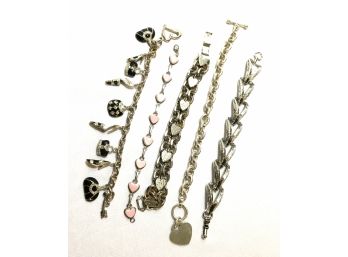 5 Silvertone Bracelets