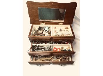 Vintage Centurion Wooden Estate Jewelry Box Plus Contents