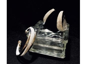 Sterling Silver Earring & Cuff Bracelet Set