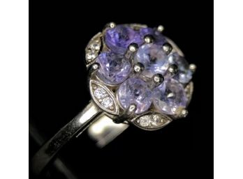 Sterling Silver Lavender Flower Tanzanite Ring - Size 8