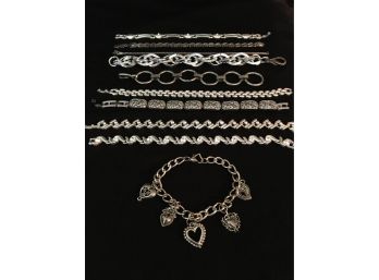 925 Sterling Silver & Silver Tone Bracelet Estate Collection