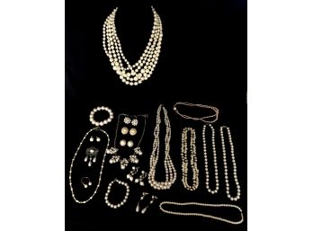 Large Grouping Of Estate Pearl Costume Jewellery