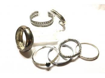Grouping Of Silver-tone Bracelets And Cuffs - 7 Pieces