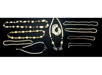 Collection Of Vintage Gold Tone & Pearls Including Signed Napier