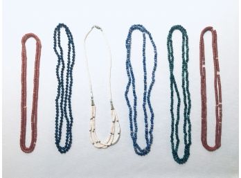 Six Natural Stone/metal Bead Necklaces