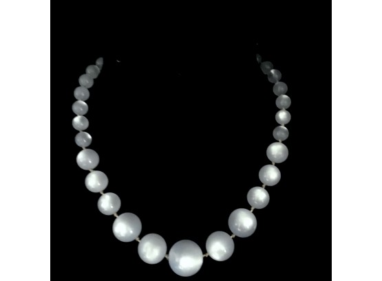 Vintage Opaque Powder Blue Graduated Bead Necklace