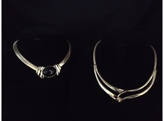 Pair Of Vintage Signed Trifari Collar Necklaces