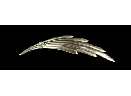 Goltone Swoop Brooch W/ 4 Clear Stone Accents