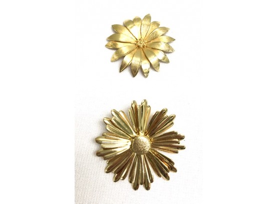 Two Vintage Figural Goldtone Floral Accessories
