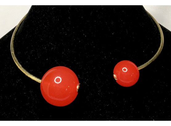 Mod Gold-tone Cherry Collar Necklace