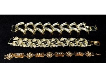 3 Vintage Goldtone Bracelets Including Designer Signed