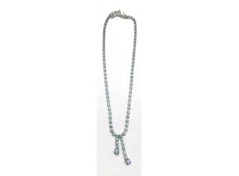 Dainty Vintage Light Blue Rhinestone Necklace