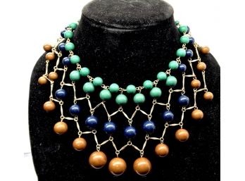 Unique Vintage Beaded Bib Style Necklace