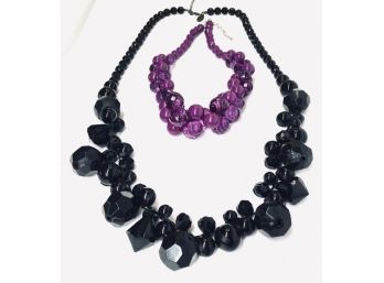 Two Contemporary Retro Style Chunky Bauble Necklaces