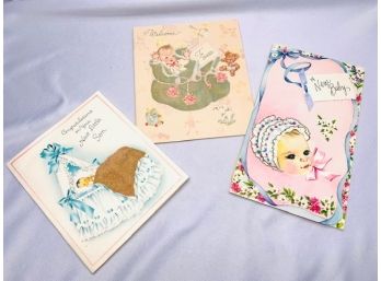 Trio Of Vintage Baby Greeting Cards